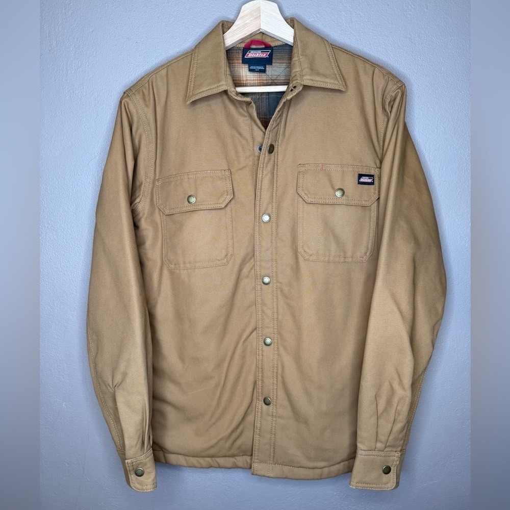 Genuine Dickies Mens Flannel Lined Canvas Shirt Jacket Small Outdoor Fall Cotton